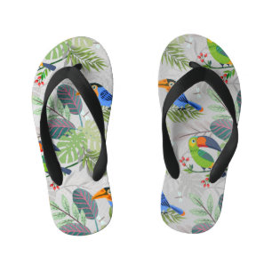 Cute Toucan bird, Everybirdy Pattern, Watercolors Kid's Thongs