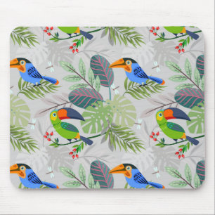 Cute Toucan bird, Everybirdy Pattern, Watercolors Mouse Pad