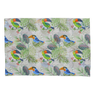 Cute Toucan bird, Everybirdy Pattern, Watercolors Pillowcase