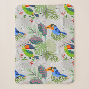 Cute Toucan bird, Everybirdy Pattern, Watercolors Sherpa Blanket
