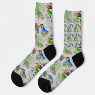 Cute Toucan bird, Everybirdy Pattern, Watercolors Socks
