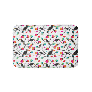 cute toucan bird tropical illustration bath mat