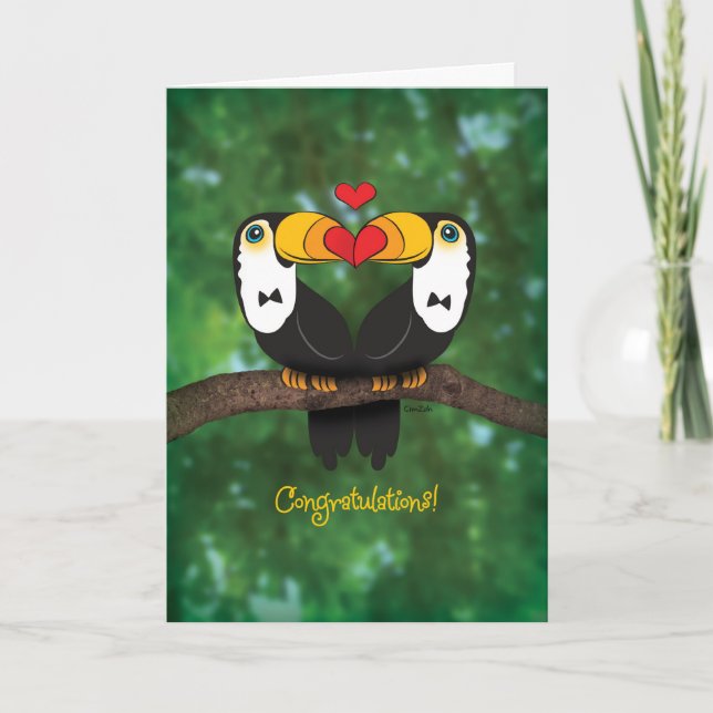 Cute Toucan Gay Wedding Congratulations Card (Front)