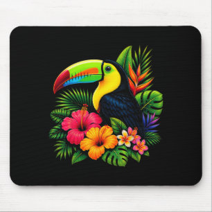Cute Toucan Trocal Bird Summer Floral Vacation Mouse Pad