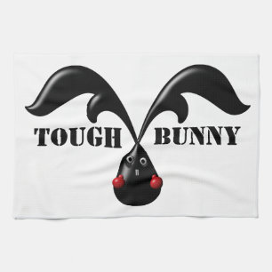Cute Tough Bunny Boxer Rabbit Tea Towel