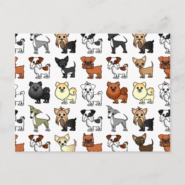 Cute Toy Dog Breed Pattern Postcard (Front)