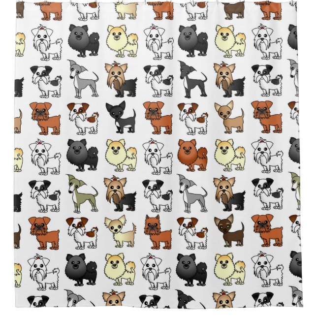 Cute Toy Dog Breed Pattern Shower Curtain (Front)