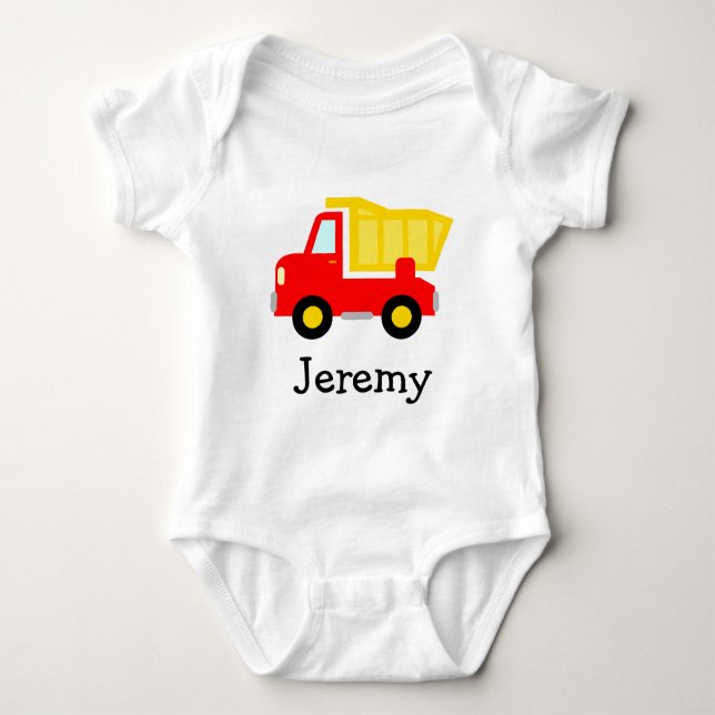 Cute toy dump truck cartoon baby jumpsuit for boys (Front)