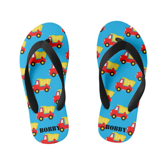 Cute toy dump truck pattern kid's summer beach thongs (Footbed)
