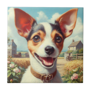 Cute Toy Fox Terrier Painting Ceramic Tile