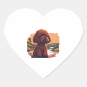 Cute Toy Poodle  Heart Sticker