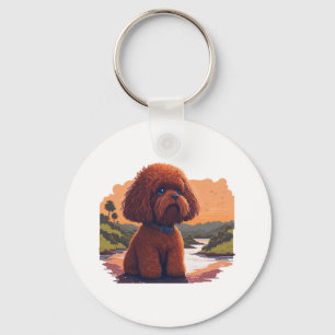 Cute Toy Poodle  Key Ring