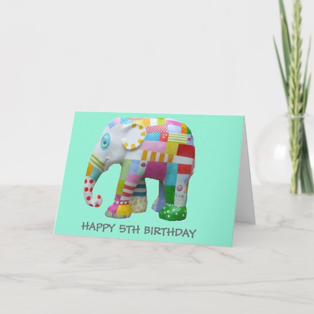 Cute toy retro elephant whimsical birthday card (Front)