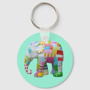 Cute toy retro elephant whimsical colourful key ring
