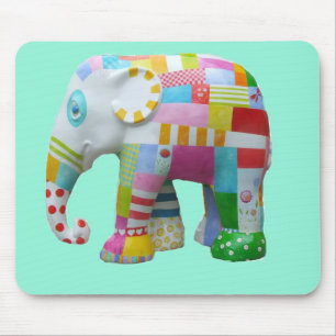 Cute toy retro elephant whimsical colourful mouse pad