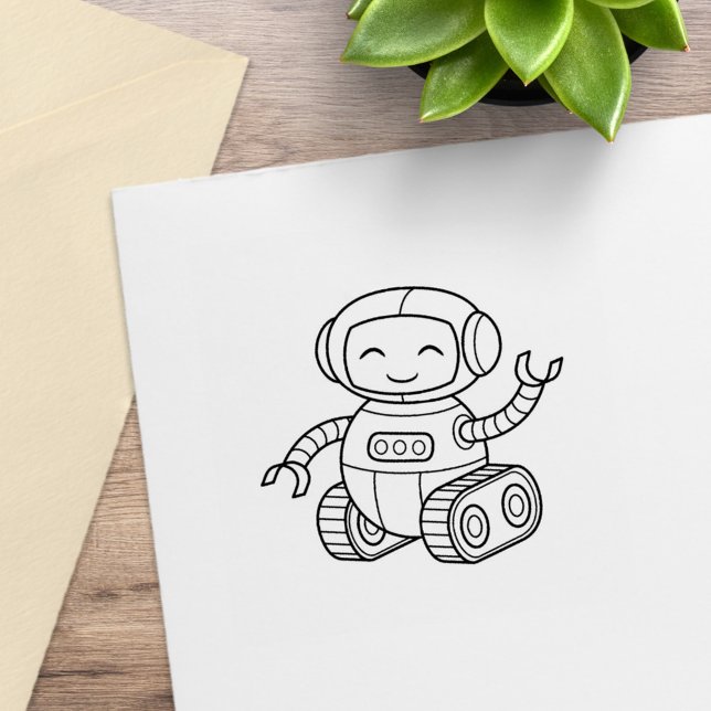 Cute Toy Robot Colour Me Rubber Stamp (Creator Uploaded)