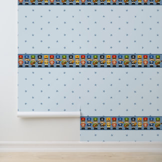 Cute Toy Soldier Nursery Border on Soft Blue Wallpaper