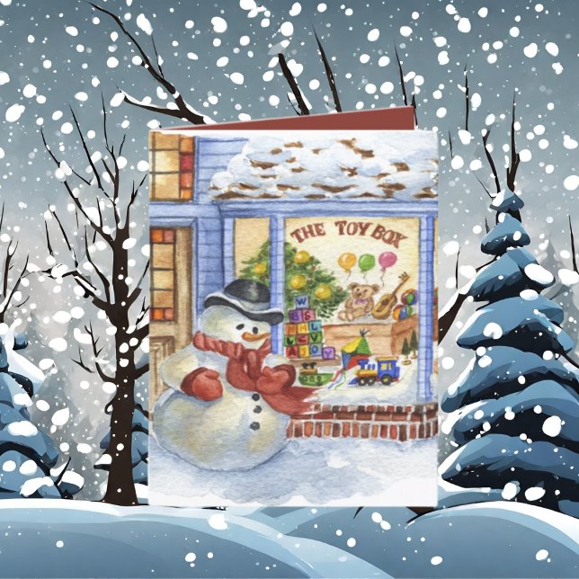 Cute toy store watercolor Christmas Holiday Card (Creator Uploaded)