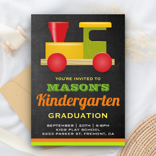 Cute Toy Train Preschool Graduation Invitation
