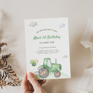 Cute Tractor Birthday Invitation