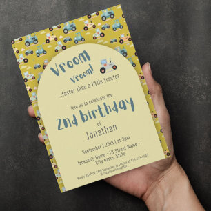 Cute Tractor farmers 2nd birthday Invitation