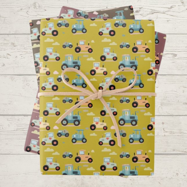 Cute tractor pattern farm kid gift Wrapping Paper (Creator Uploaded)