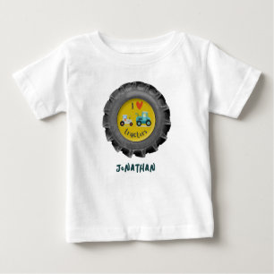 Cute tractor tire i love tractors boys name TShirt