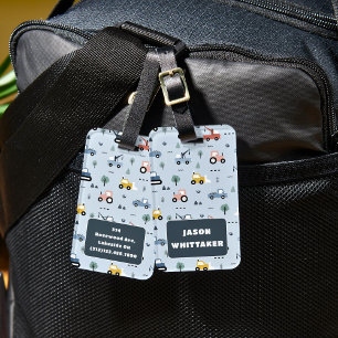Cute Tractors Pattern Luggage Tag For Boys