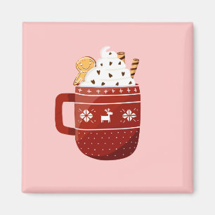 Cute Tradicional Christmas Bervarge Hot Cocoa wi Magnet