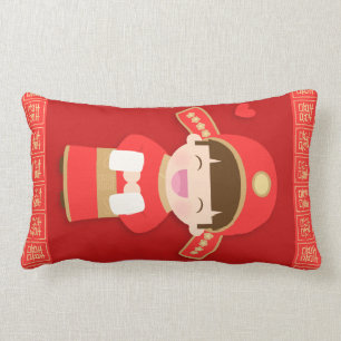 Cute Traditional Chinese Bridegroom Wedding Decor Lumbar Cushion