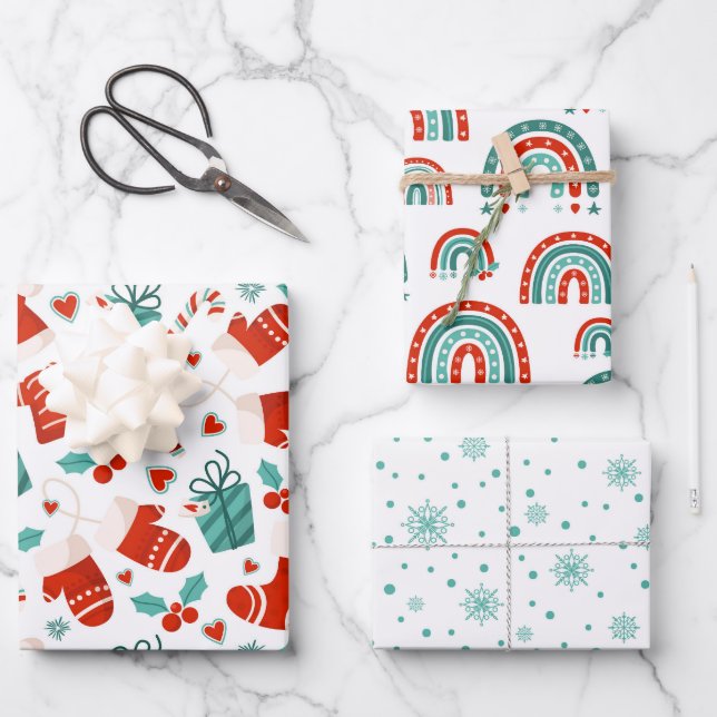 Cute Traditional Christmas Wrapping Paper Sheet (Front)