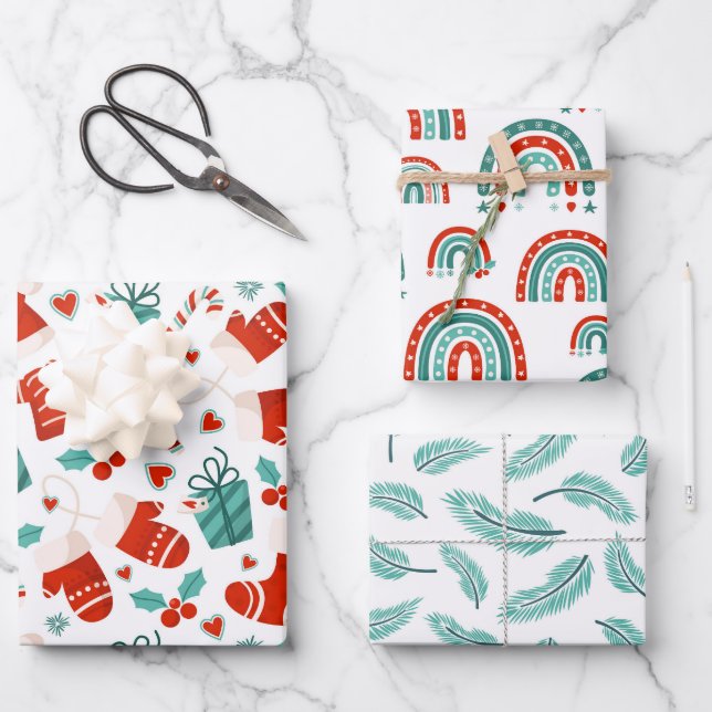 Cute Traditional Christmas Wrapping Paper Sheet (Front)