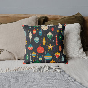 Cute traditional festive ornaments Navy blue  Cushion
