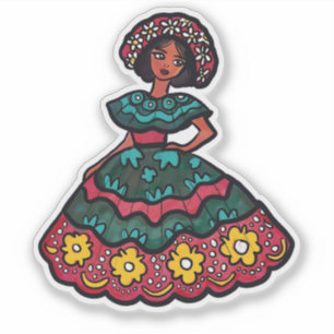 Cute Traditional Mexican Dress Illustration