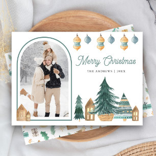 Cute Traditional Nordic Arch Photo Christmas Holiday Card
