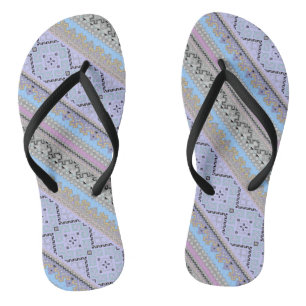 Cute traditional Ukrainian ornaments stripes Thongs