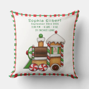 Cute Train Baby Birth Announcement baby photo Cushion