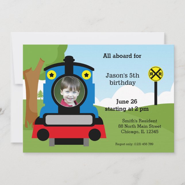 Cute train birthday invitation (Front)