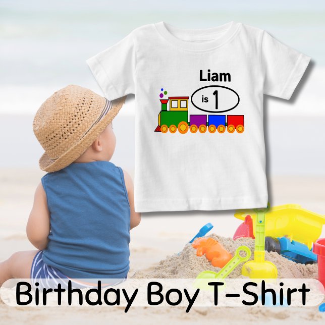 Cute Train Boy's 1st Birthday Baby T-Shirt (Creator Uploaded)