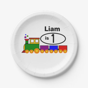 Cute Train Boy's 1st Birthday Paper Plate