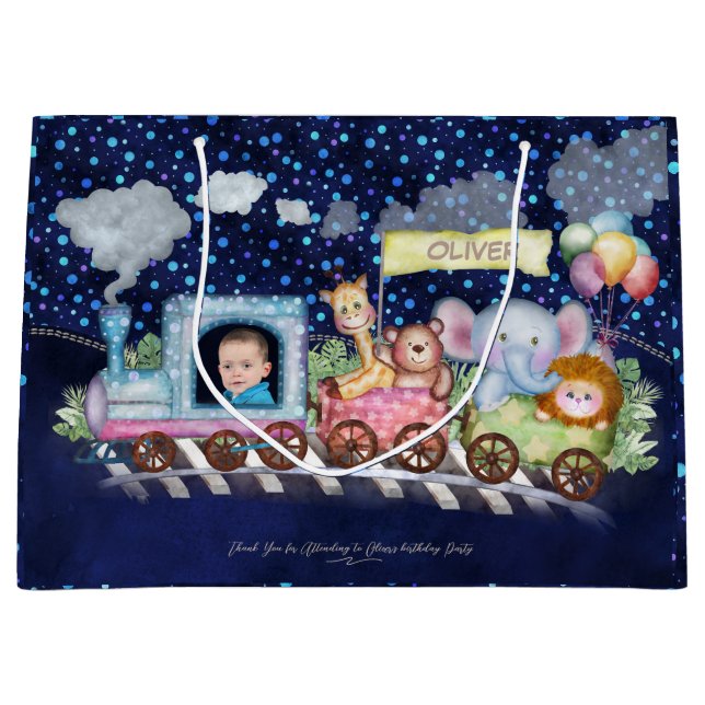 Cute train engine large gift bag (Front)