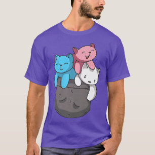 Cute Transgender Pride LGBTQ Cat Pride Month T-Shirt