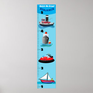 Cute transport cartoon growth chart