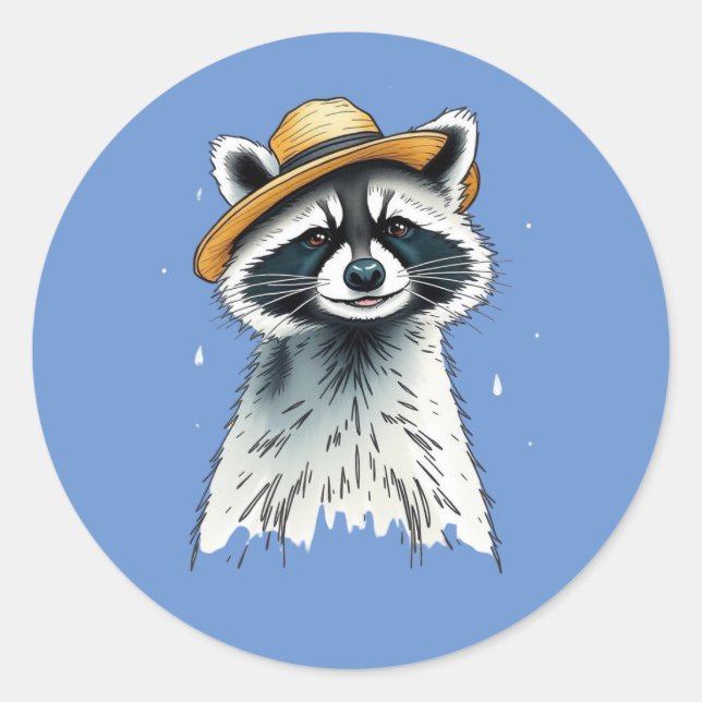 Cute Trash Can Racoon Classic Round Sticker (Front)