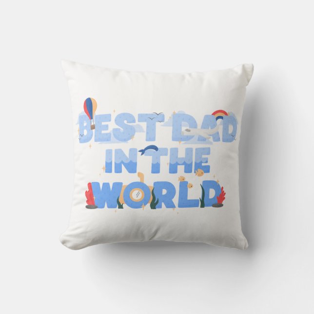 Cute Travel Theme Father pillow (Front)