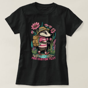 Cute Traveller Badger in wildflower, Badger Lovers T-Shirt