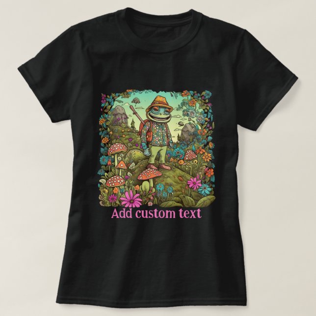 Cute Traveller frog hippie forest, Toad Lovers T-Shirt (Design Front)