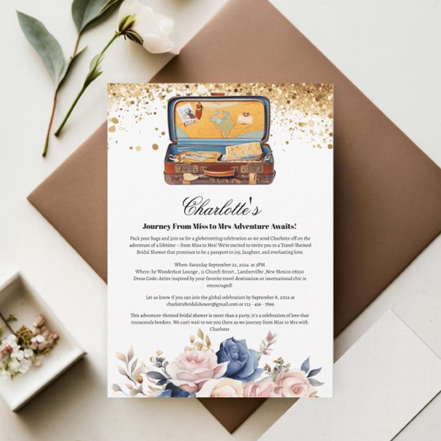 Cute Travelling From Miss To Mrs Bridal Shower Invitation (Creator Uploaded)