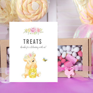 Cute Treats Table Girl Teddy Bear Baby Shower Poster