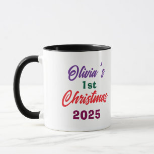 Cute Tree Baby Girl Photo 1st Chiristmas Mug